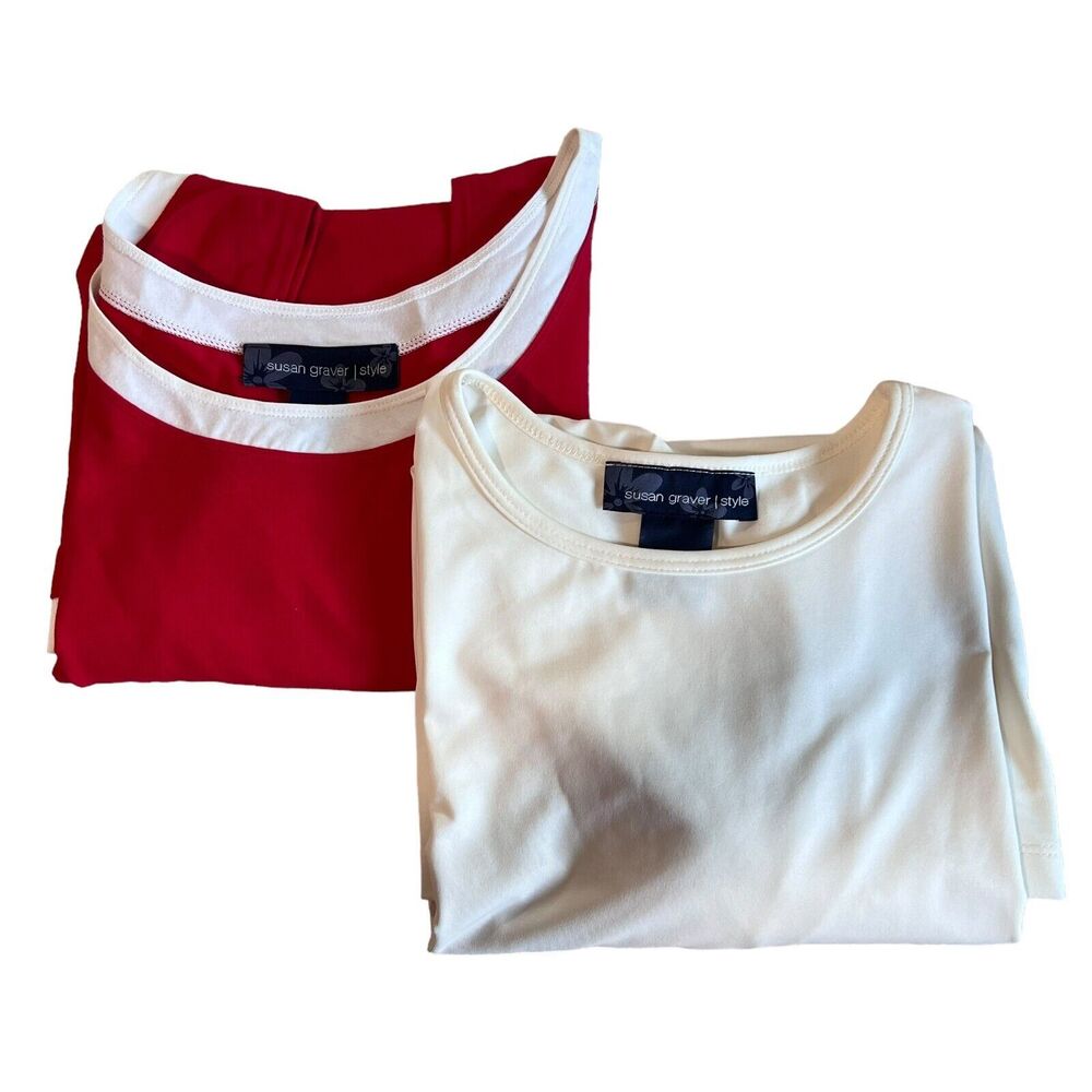 Susan Graver Style Basic Essential Tops Women's Sz. 2x Lot of 2 Capsule Wardrobe
